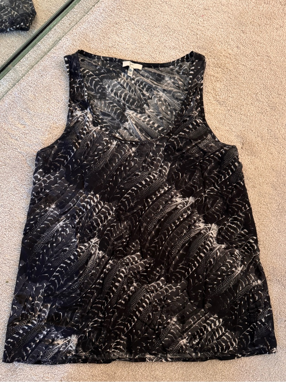 Joie 100% silk tank top blouse black gray white xs